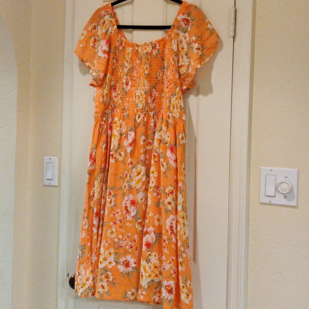 white birch Orange Floral Midi Dress - Picture 2 of 9